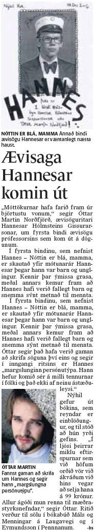 Fréttablaðið 21. nóv - Ævisaga Hannesar